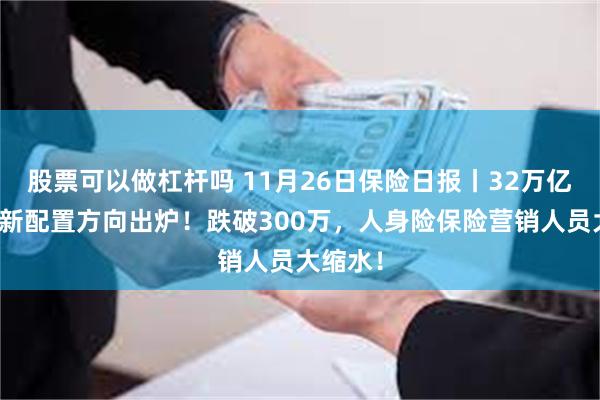 股票可以做杠杆吗 11月26日保险日报丨32万亿险资最新配置方向出炉！跌破300万，人身险保险营销人员大缩水！