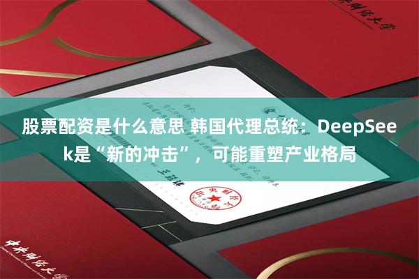 股票配资是什么意思 韩国代理总统：DeepSeek是“新的冲击”，可能重塑产业格局