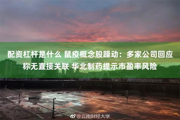 配资杠杆是什么 鼠疫概念股躁动：多家公司回应称无直接关联 华北制药提示市盈率风险